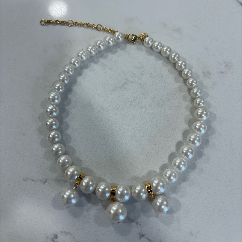 Talbots Pearl Necklace with Gold Accents